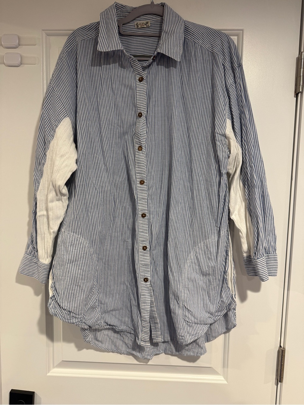 Free People Intimately Blue & White Stripe Knit Accent Sleeves Women's Size XS